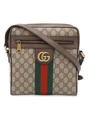 Gucci Ophidia GG Small Messenger Bag Supreme Sherry Line Leather Beige Mocha